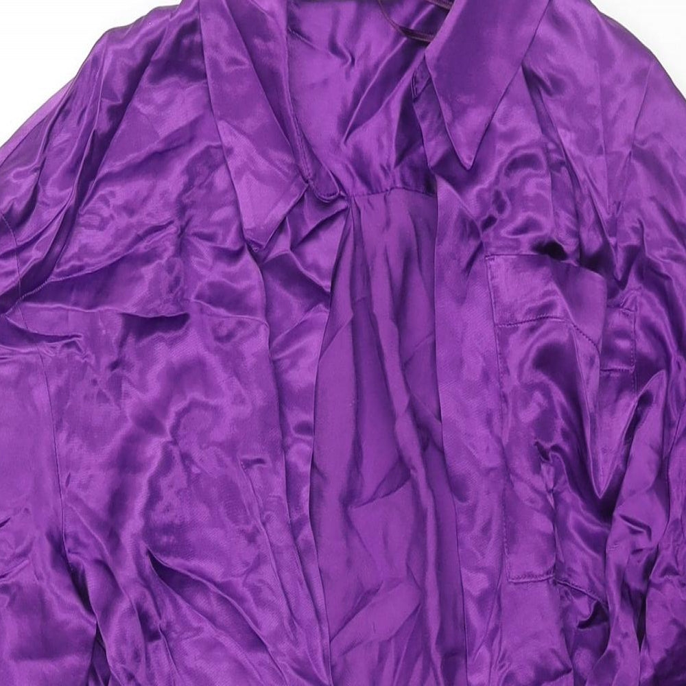 Zara Womens Purple Polyester Wrap Dress Size XS Collared Tie