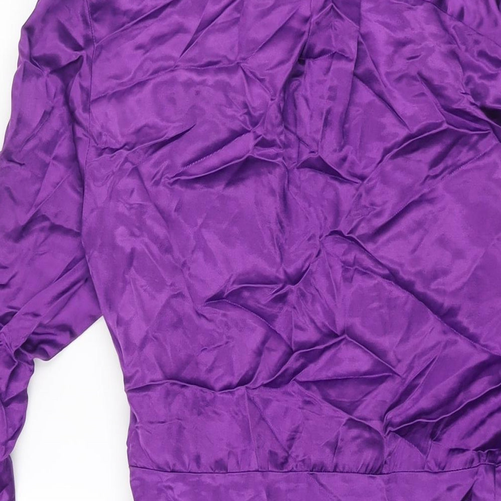 Zara Womens Purple Polyester Wrap Dress Size XS Collared Tie