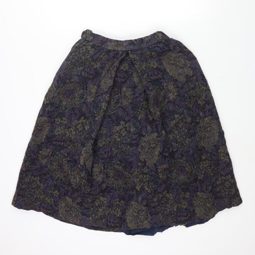 Geiger Womens Multicoloured Geometric Wool A-Line Skirt Size 14 Zip