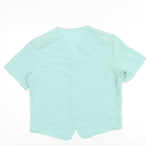 St Michael Womens Blue Polyester Basic Blouse Size 10 V-Neck