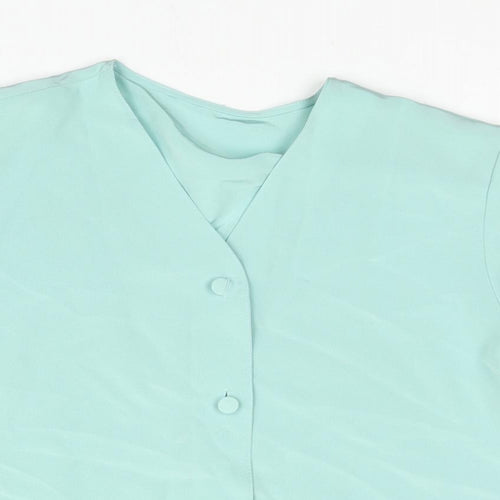 St Michael Womens Blue Polyester Basic Blouse Size 10 V-Neck