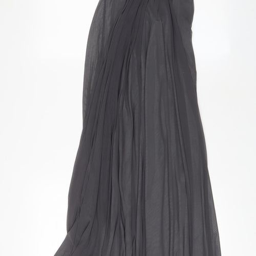 DYNASTY Womens Grey Polyester Maxi Size 8 Sweetheart Zip - Jewel, Pleated