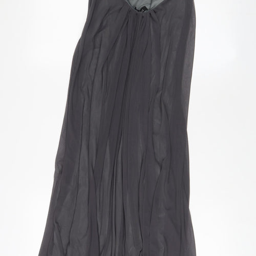DYNASTY Womens Grey Polyester Maxi Size 8 Sweetheart Zip - Jewel, Pleated