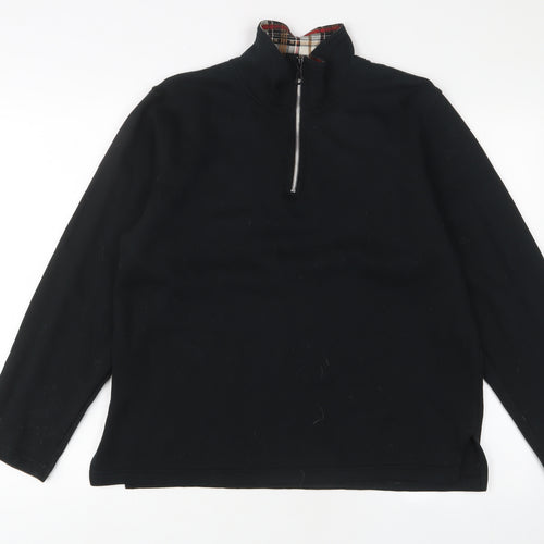 Time Fashion Womens Black Cotton Pullover Sweatshirt Size M Zip