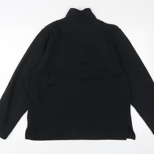 Time Fashion Womens Black Cotton Pullover Sweatshirt Size M Zip