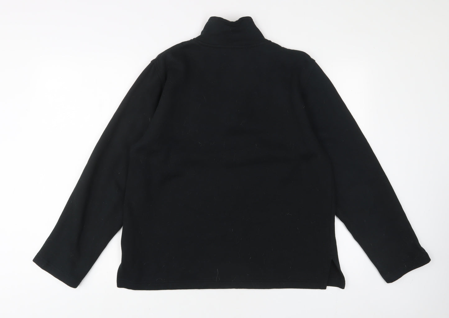 Time Fashion Womens Black Cotton Pullover Sweatshirt Size M Zip