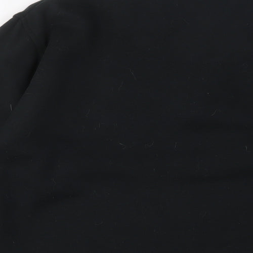 Time Fashion Womens Black Cotton Pullover Sweatshirt Size M Zip