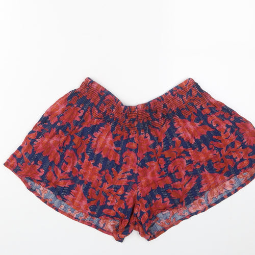 Stormy at stars Womens Red Floral Viscose Basic Shorts Size S Regular Pull On