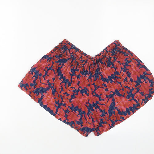 Stormy at stars Womens Red Floral Viscose Basic Shorts Size S Regular Pull On