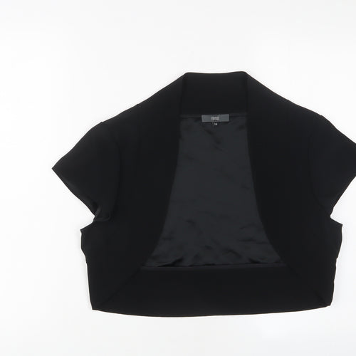 Debenhams Womens Black V-Neck Acetate Cardigan Jumper Size 16 - Open