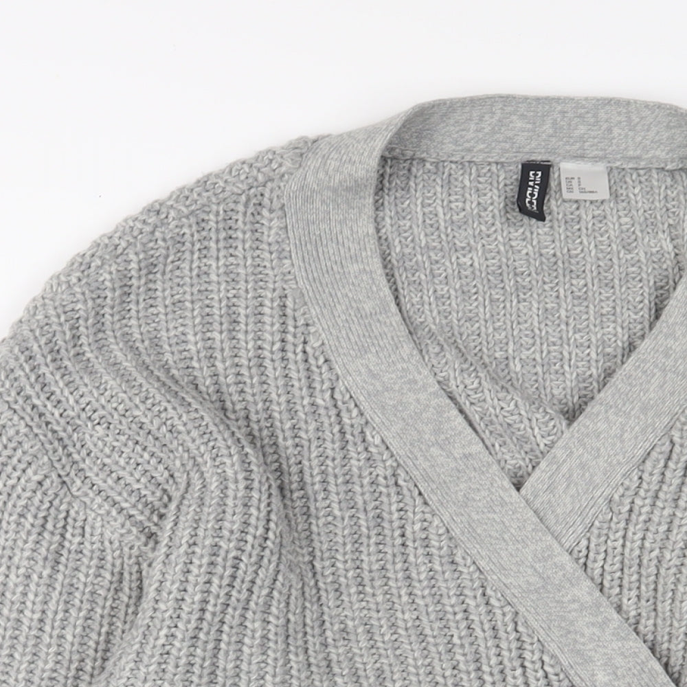 H&M Womens Grey V-Neck Acrylic Cardigan Jumper Size S