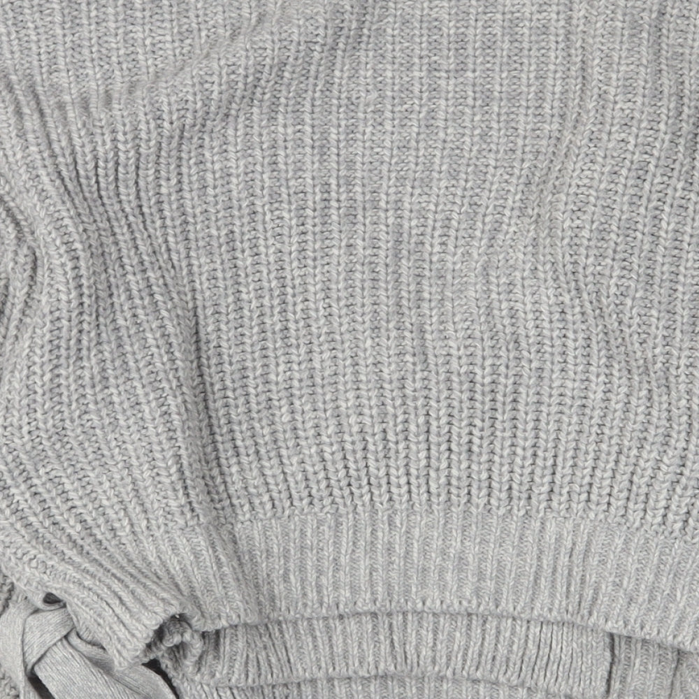H&M Womens Grey V-Neck Acrylic Cardigan Jumper Size S