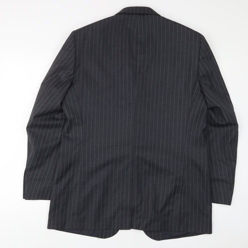 Yves Saint Laurent Mens Grey Striped Wool Jacket Suit Jacket Size 42 Regular - Inside Pockets