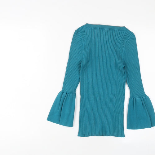 Karen Millen Womens Blue Crew Neck Acrylic Pullover Jumper Size S - Stretch