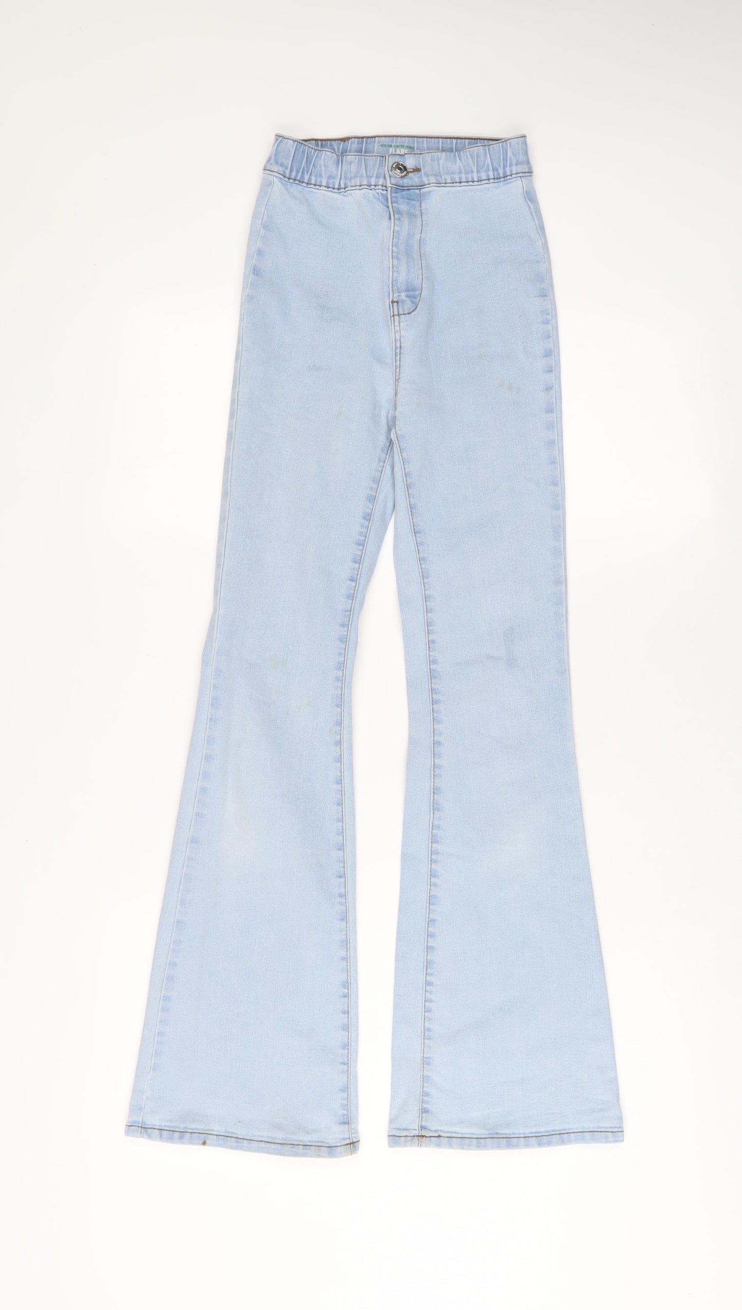 Acts for a better world Womens Blue Cotton Flared Jeans Size 4 L28 in Regular Zip