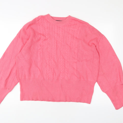 Marks and Spencer Womens Pink Round Neck Viscose Pullover Jumper Size L