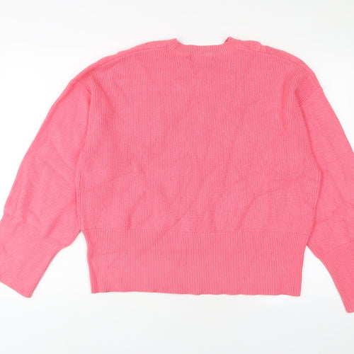 Marks and Spencer Womens Pink Round Neck Viscose Pullover Jumper Size L