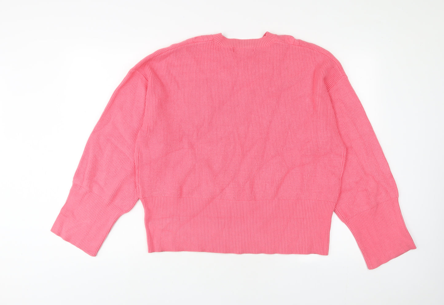 Marks and Spencer Womens Pink Round Neck Viscose Pullover Jumper Size L