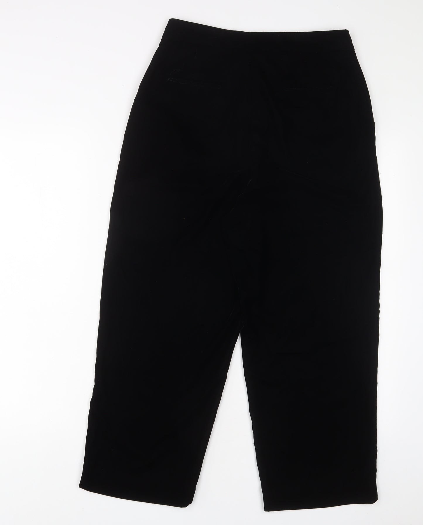 Fat Face Womens Black Polyester Trousers Size 8 L24 in Regular Hook & Eye - Pleated