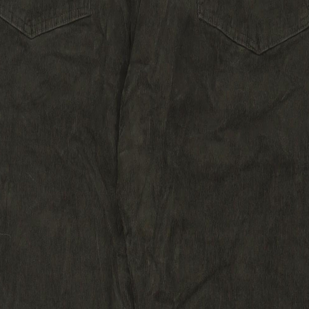 Marks and Spencer Mens Green Cotton Trousers Size 40 in L33 in Regular Zip - Long Leg