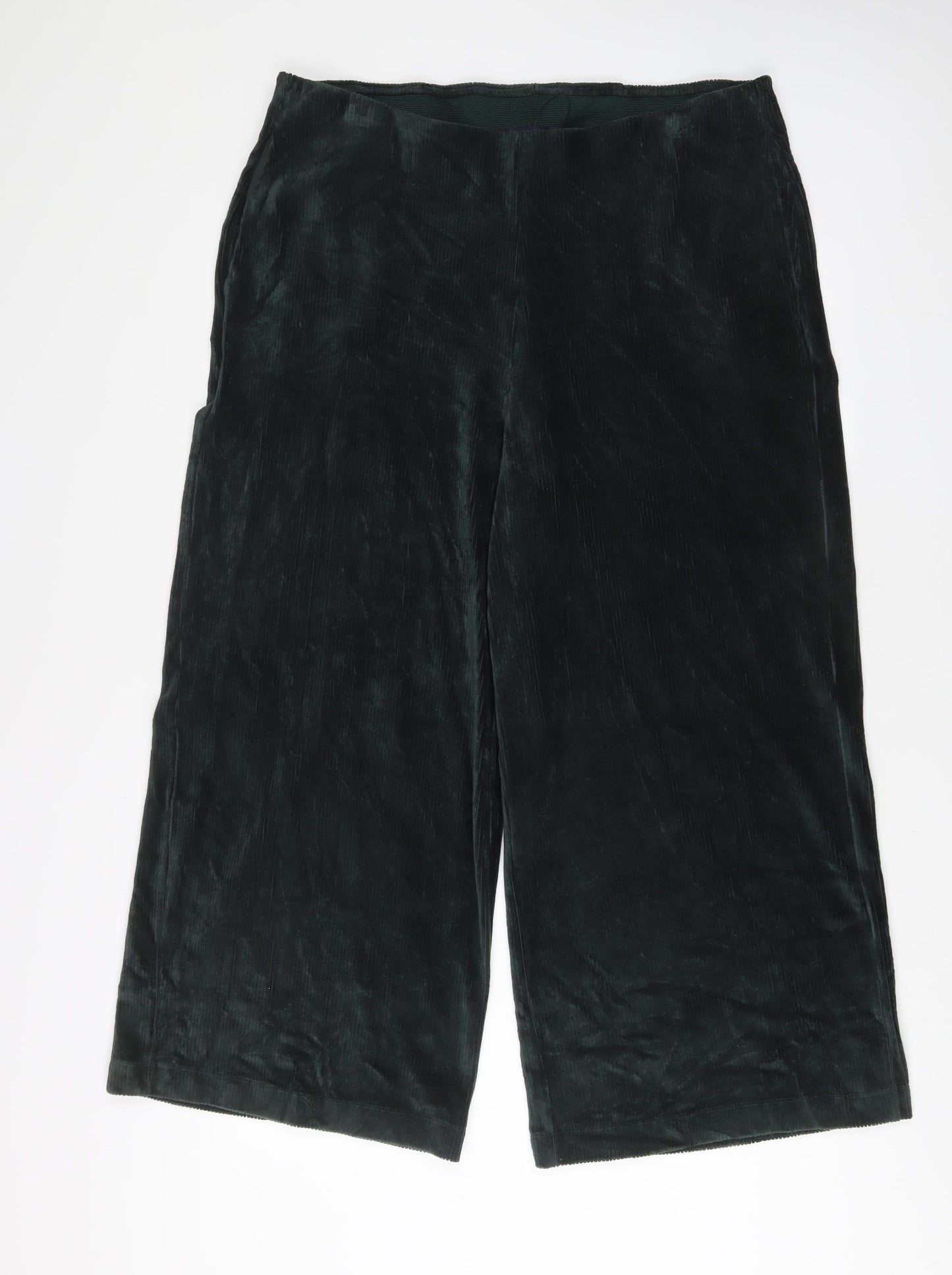 Marks and Spencer Womens Green Cotton Trousers Size 18 L26 in Regular