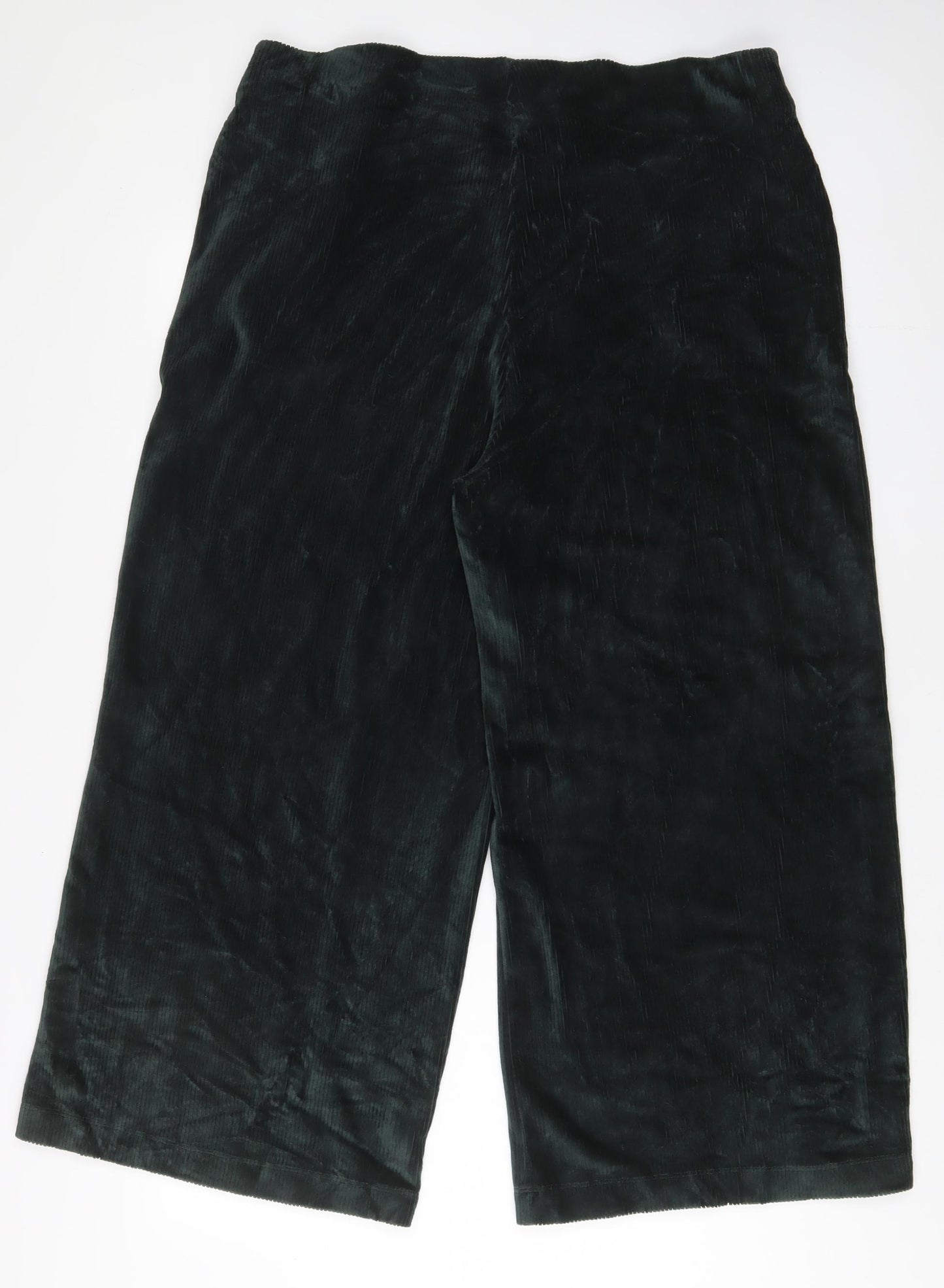 Marks and Spencer Womens Green Cotton Trousers Size 18 L26 in Regular