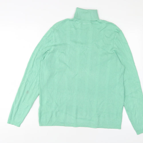 Marks and Spencer Womens Green Roll Neck Viscose Pullover Jumper Size 20 - Stretch