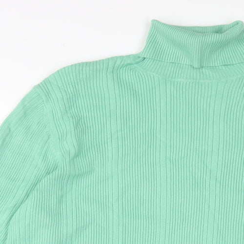 Marks and Spencer Womens Green Roll Neck Viscose Pullover Jumper Size 20 - Stretch
