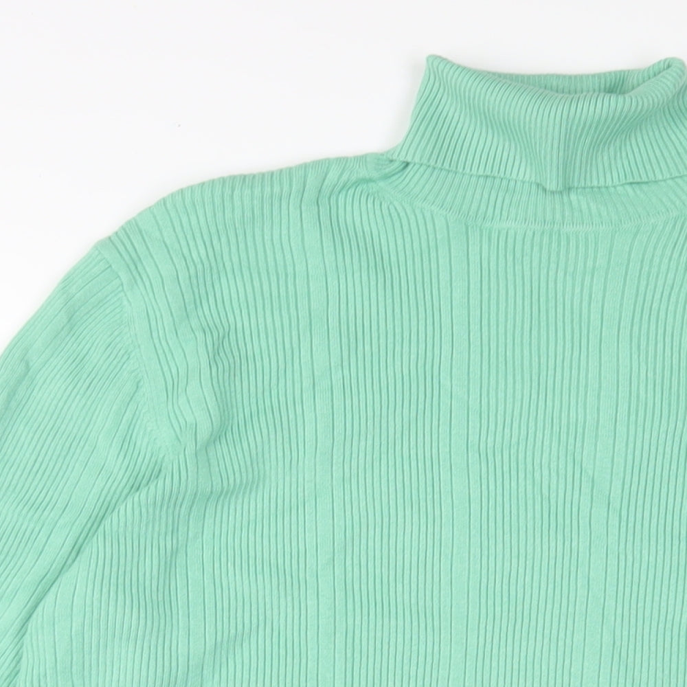 Marks and Spencer Womens Green Roll Neck Viscose Pullover Jumper Size 20 - Stretch
