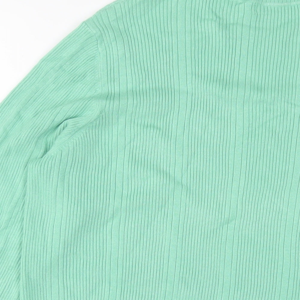 Marks and Spencer Womens Green Roll Neck Viscose Pullover Jumper Size 20 - Stretch