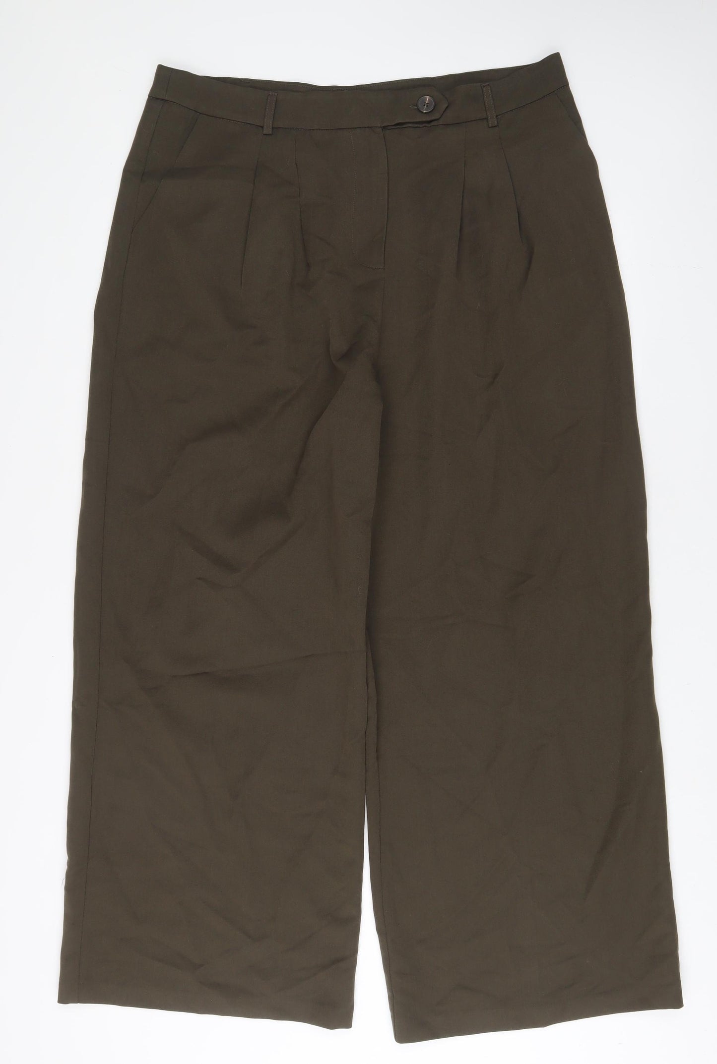 New Look Womens Green Polyester Trousers Size 18 L30 in Regular Hook & Eye