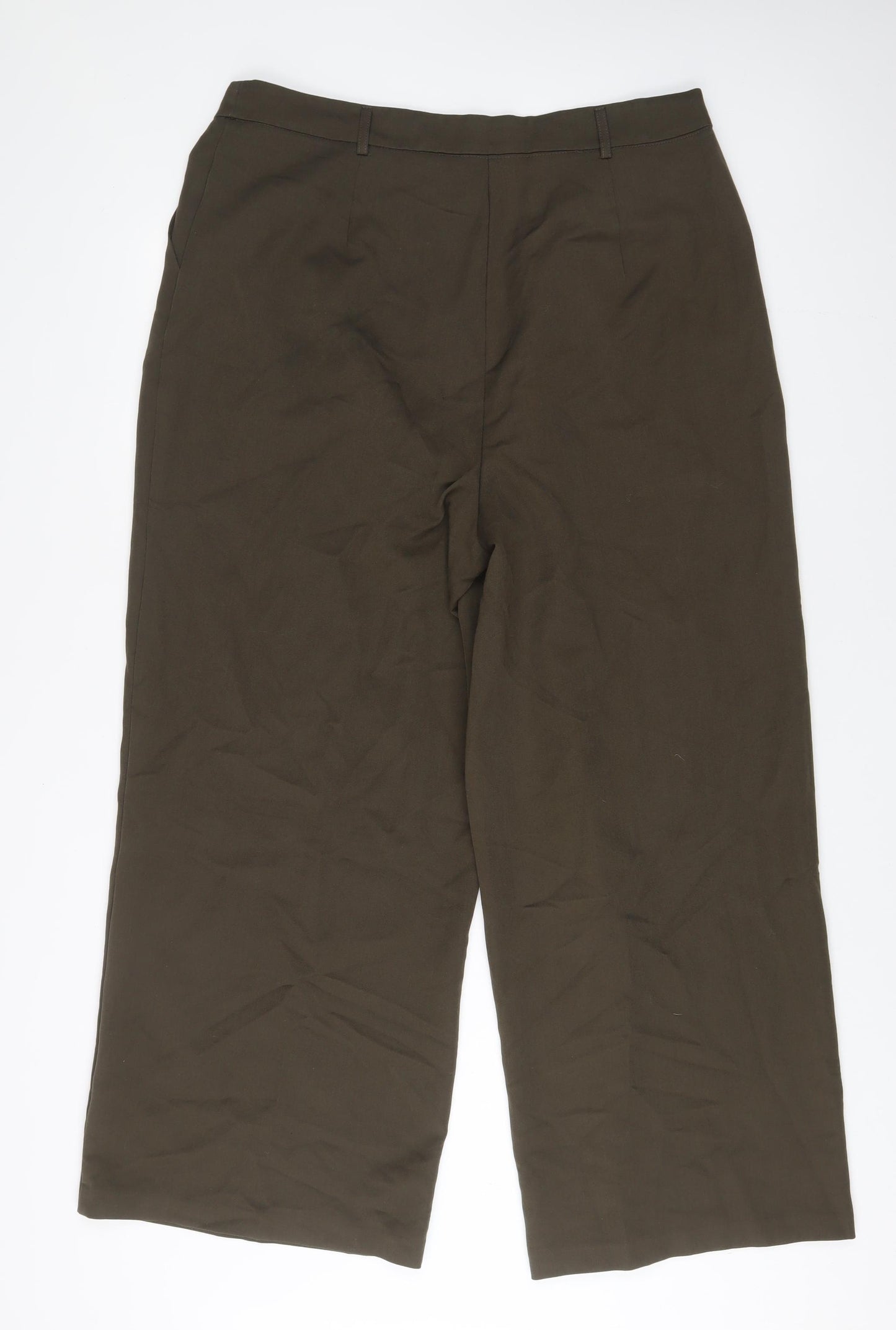 New Look Womens Green Polyester Trousers Size 18 L30 in Regular Hook & Eye