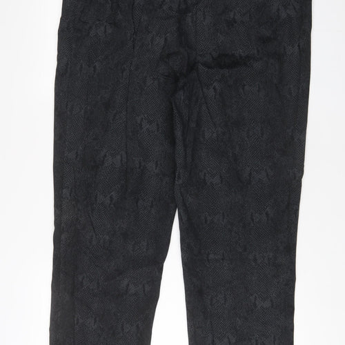 Anya Womens Grey Animal Print Cotton Trousers Size 20 L31 in Regular Hook & Eye