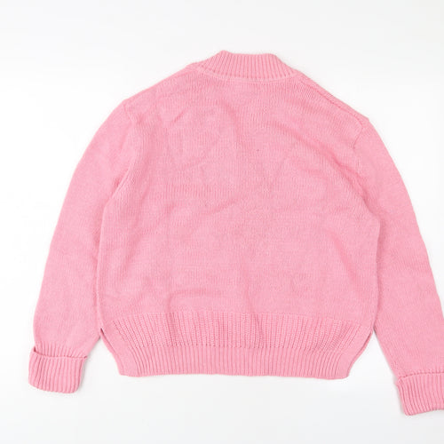 Marks and Spencer Womens Pink V-Neck Cotton Pullover Jumper Size M
