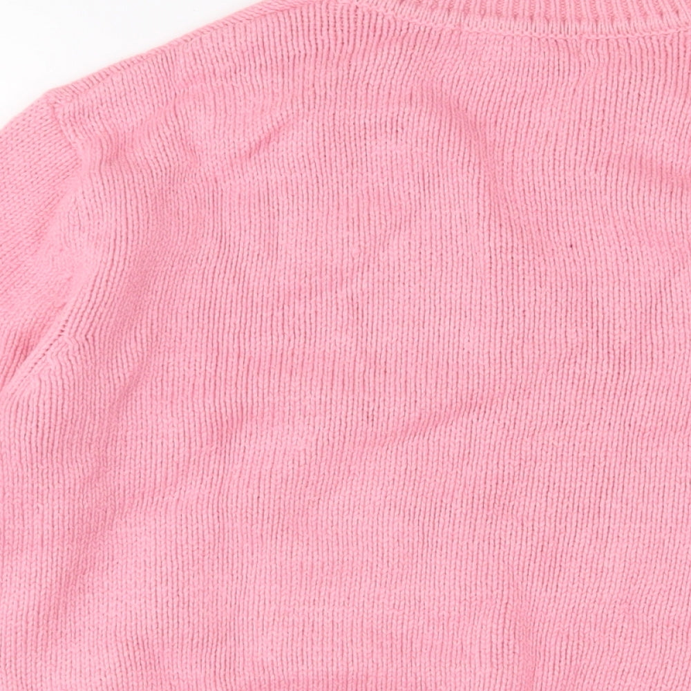 Marks and Spencer Womens Pink V-Neck Cotton Pullover Jumper Size M