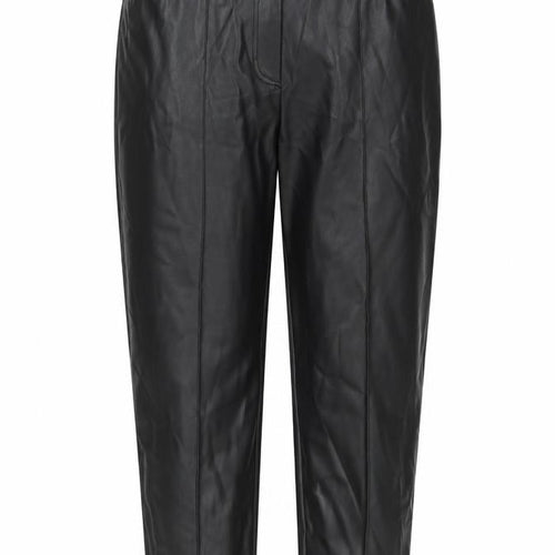 Marks and Spencer Womens Black Polyester Trousers Size 18 L26 in Regular Hook & Eye - Leather Look