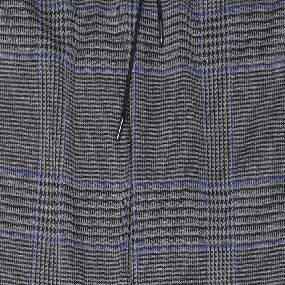 Marks and Spencer Womens Grey Plaid Polyester Trousers Size 20 L30 in Regular Drawstring