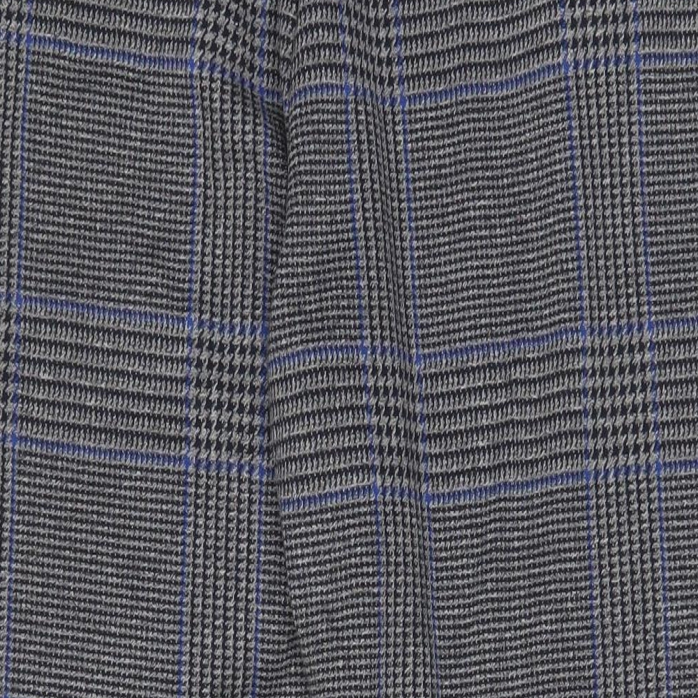 Marks and Spencer Womens Grey Plaid Polyester Trousers Size 20 L30 in Regular Drawstring
