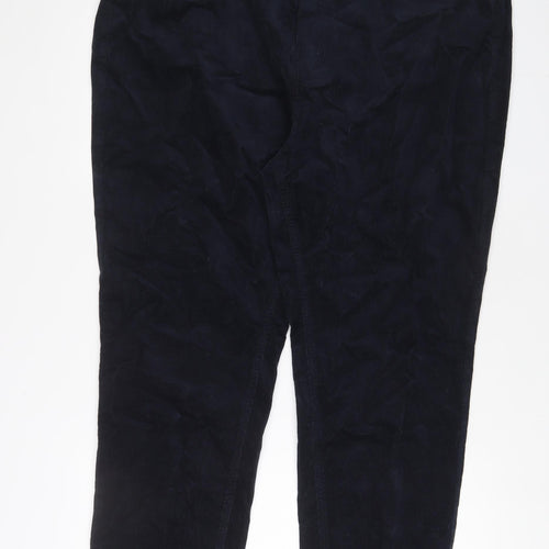 Marks and Spencer Womens Blue Cotton Trousers Size 24 L28 in Regular Zip