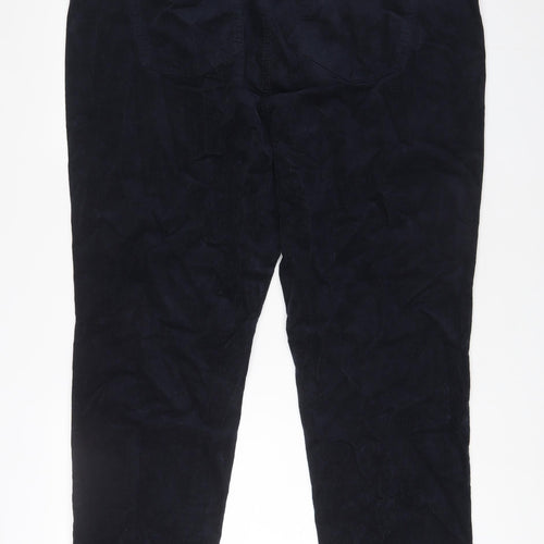 Marks and Spencer Womens Blue Cotton Trousers Size 24 L28 in Regular Zip