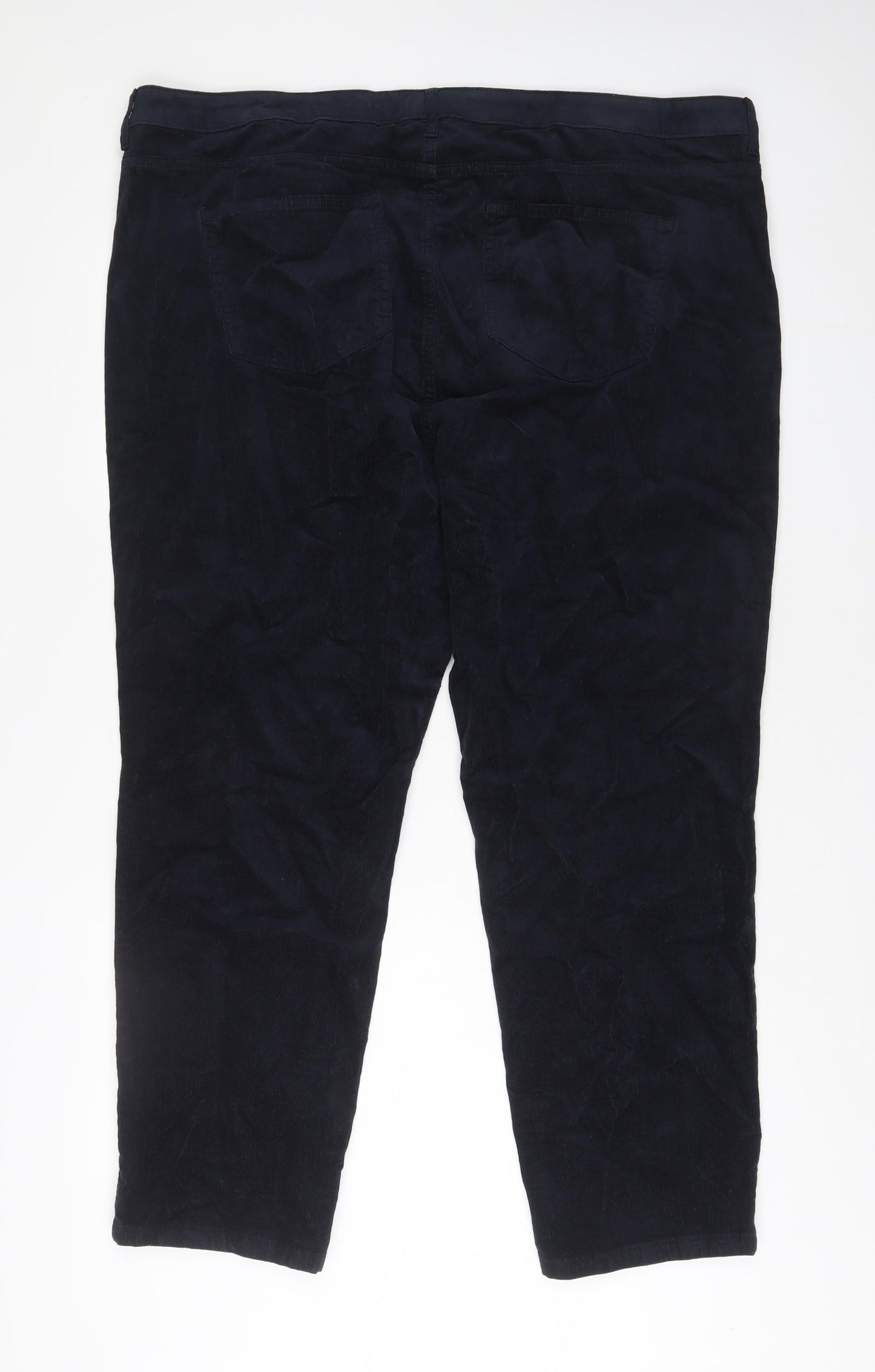 Marks and Spencer Womens Blue Cotton Trousers Size 24 L28 in Regular Zip