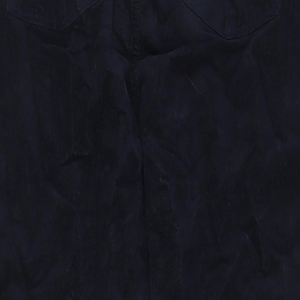 Marks and Spencer Womens Blue Cotton Trousers Size 24 L28 in Regular Zip