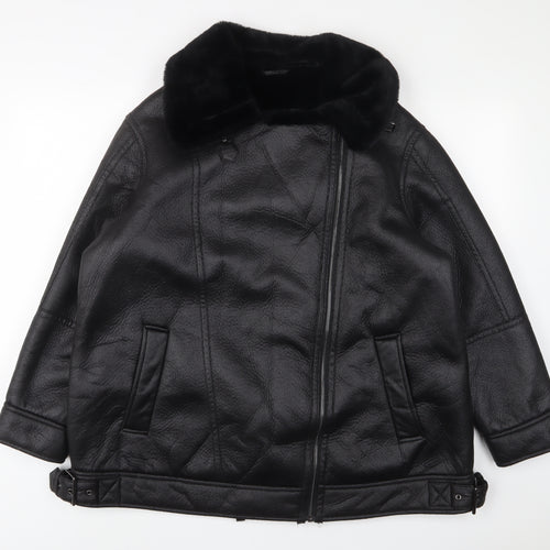 Marks and Spencer Womens Black Jacket Size 20 Zip - Buckle