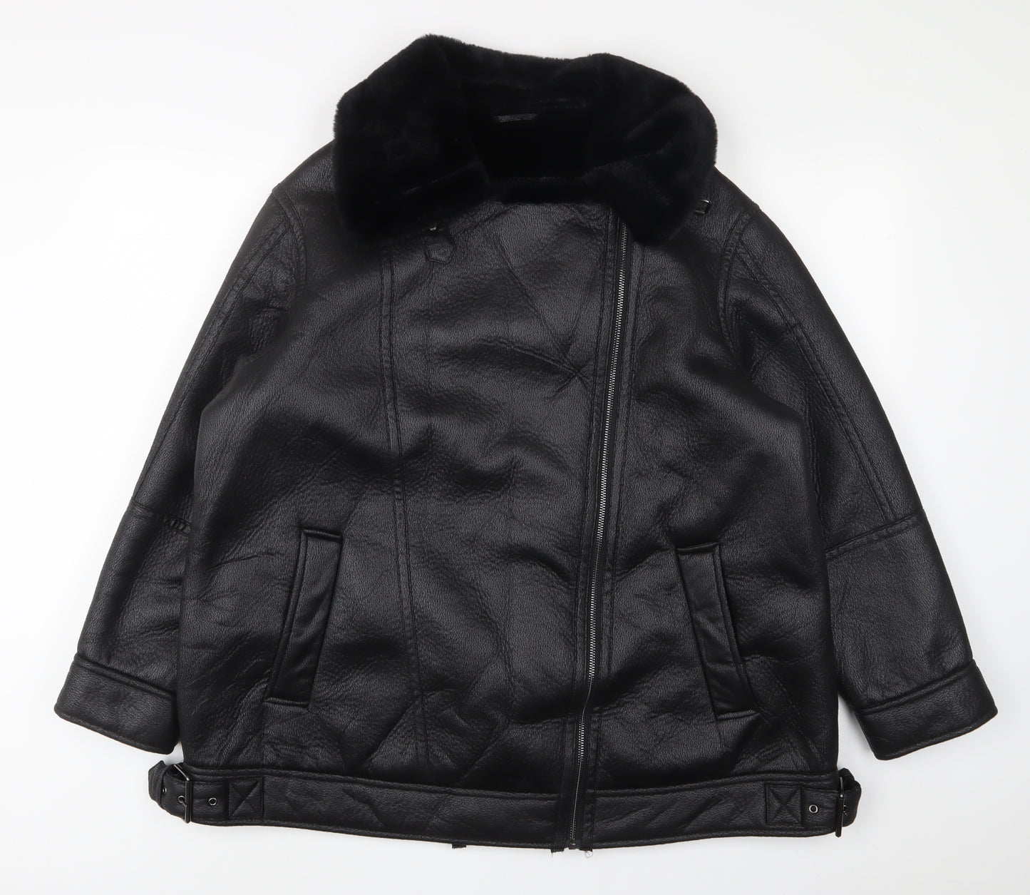 Marks and Spencer Womens Black Jacket Size 20 Zip - Buckle