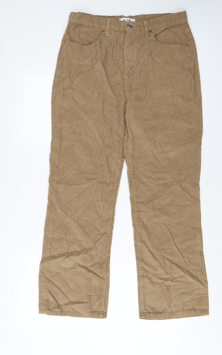 RE/DONE Womens Beige Cotton Trousers Size 30 in L28 in Regular Zip