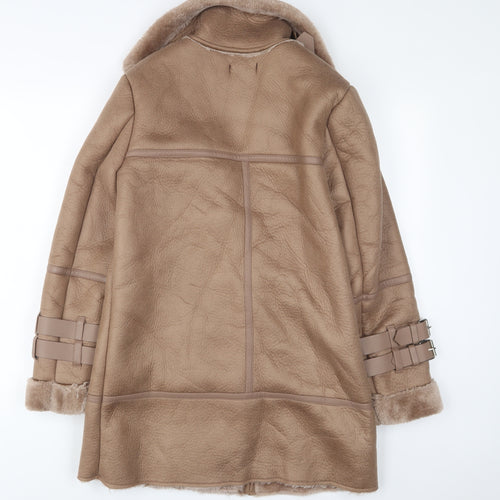 New Look Womens Brown Jacket Size 8 Zip - Zip Pockets