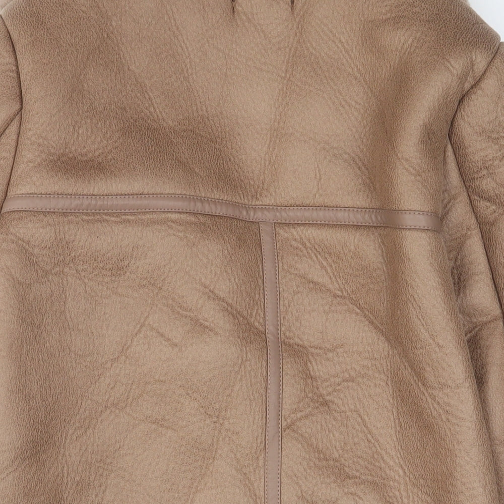 New Look Womens Brown Jacket Size 8 Zip - Zip Pockets