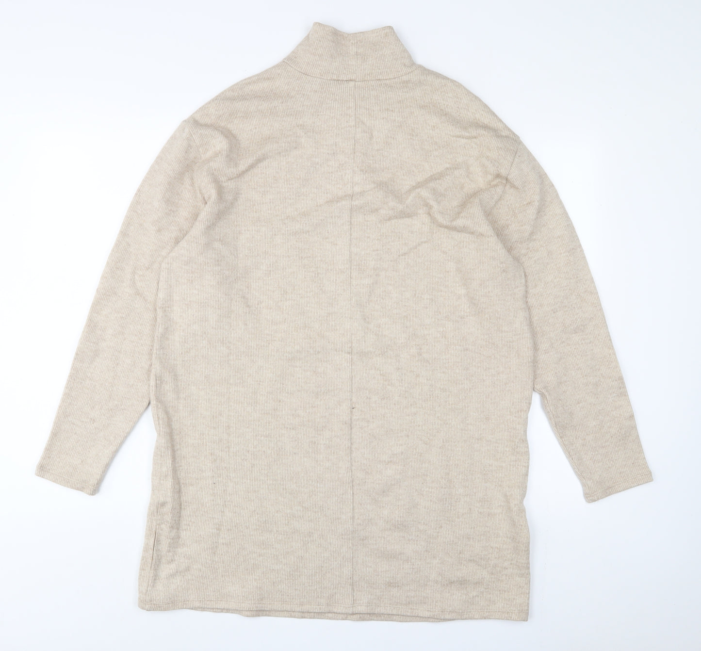 Mango Womens Beige Acrylic Jumper Dress Size M High Neck Pullover