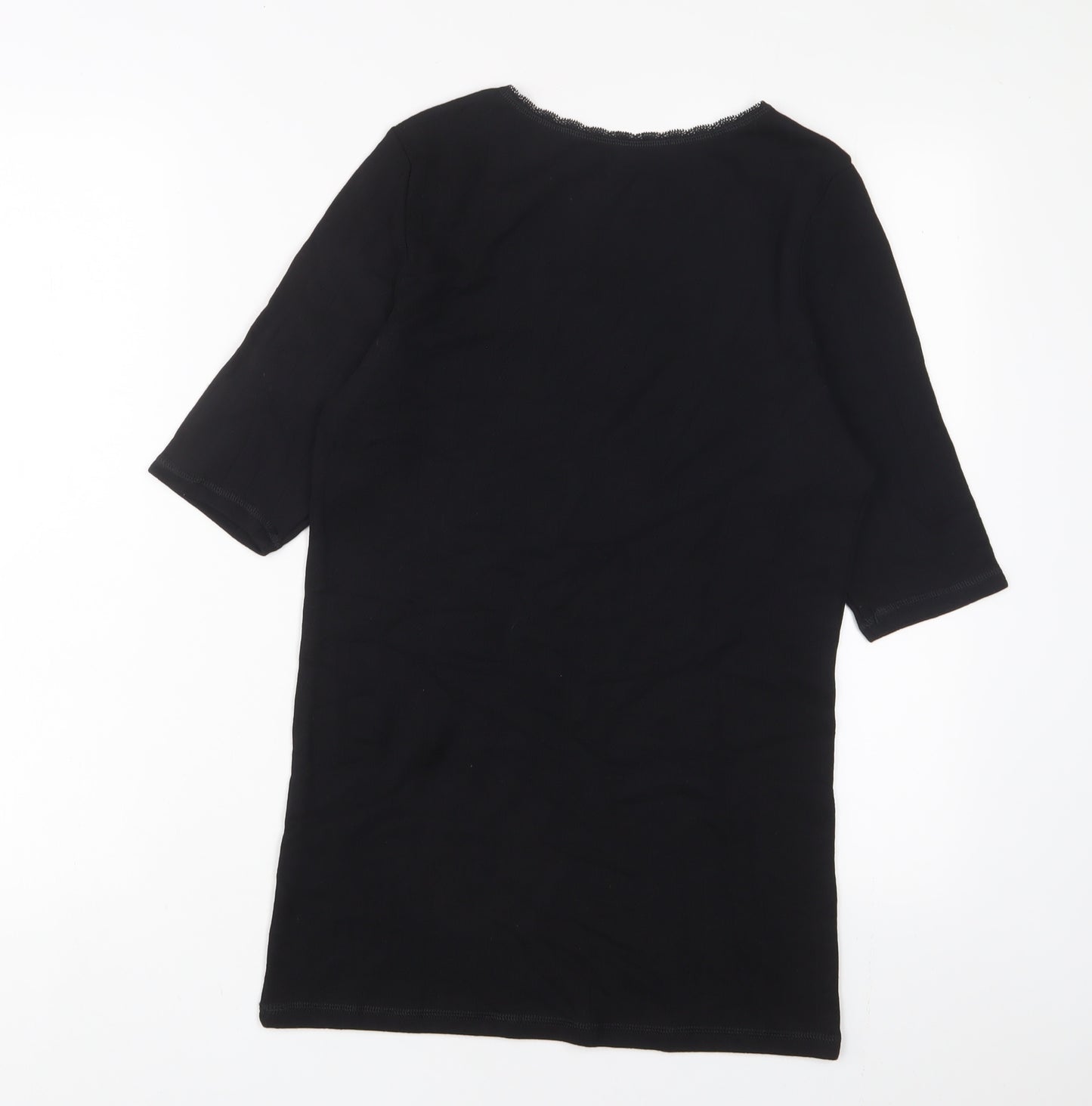 Marks and Spencer Womens Black Polyester Basic T-Shirt Size 20 Scoop Neck - Thermal