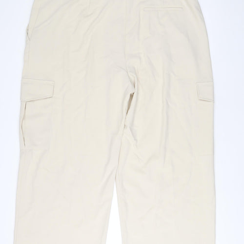 Marks and Spencer Womens Beige Polyester Trousers Size 24 L30 in Regular Hook & Eye